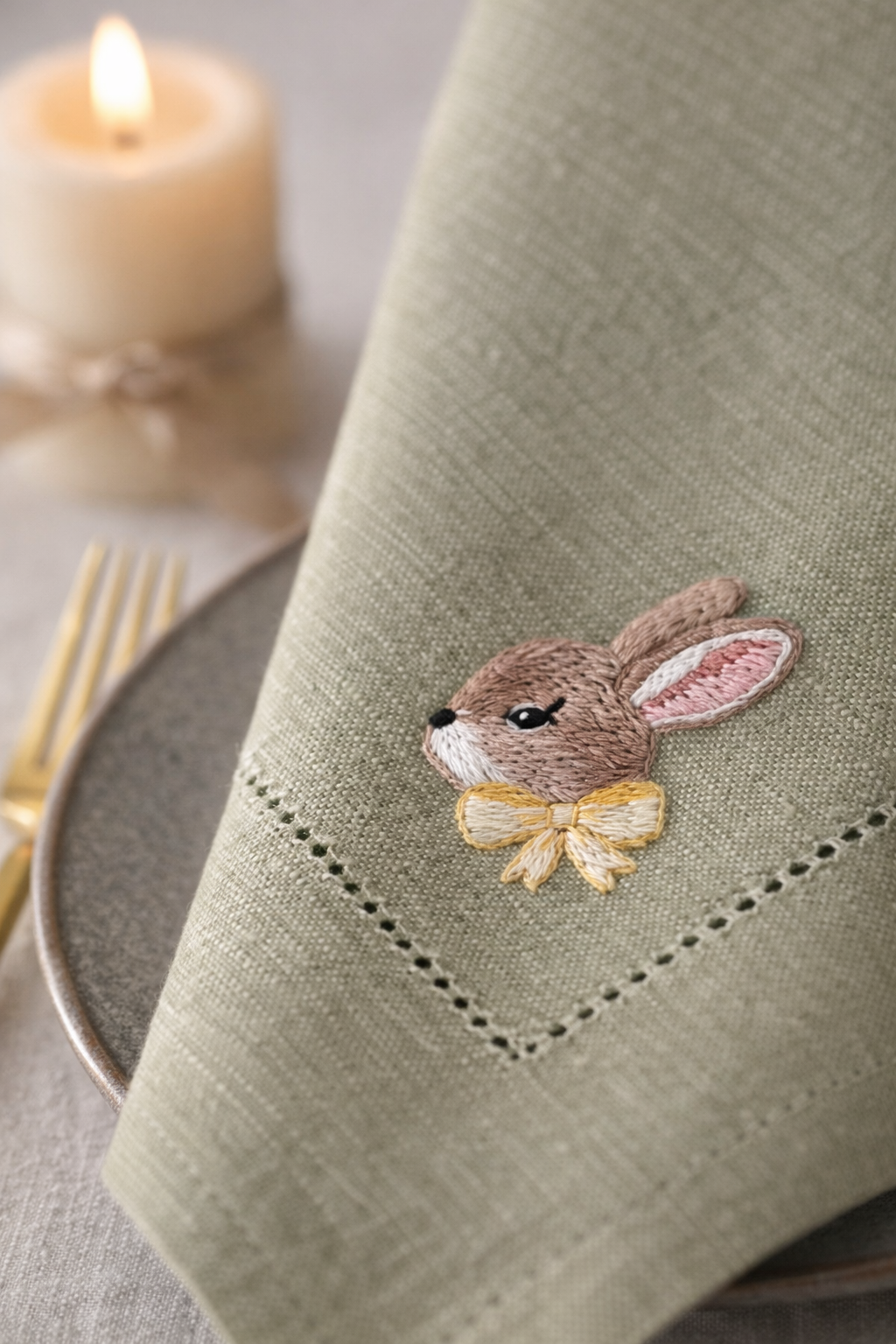 Conito Green lniana serwetka haftowana