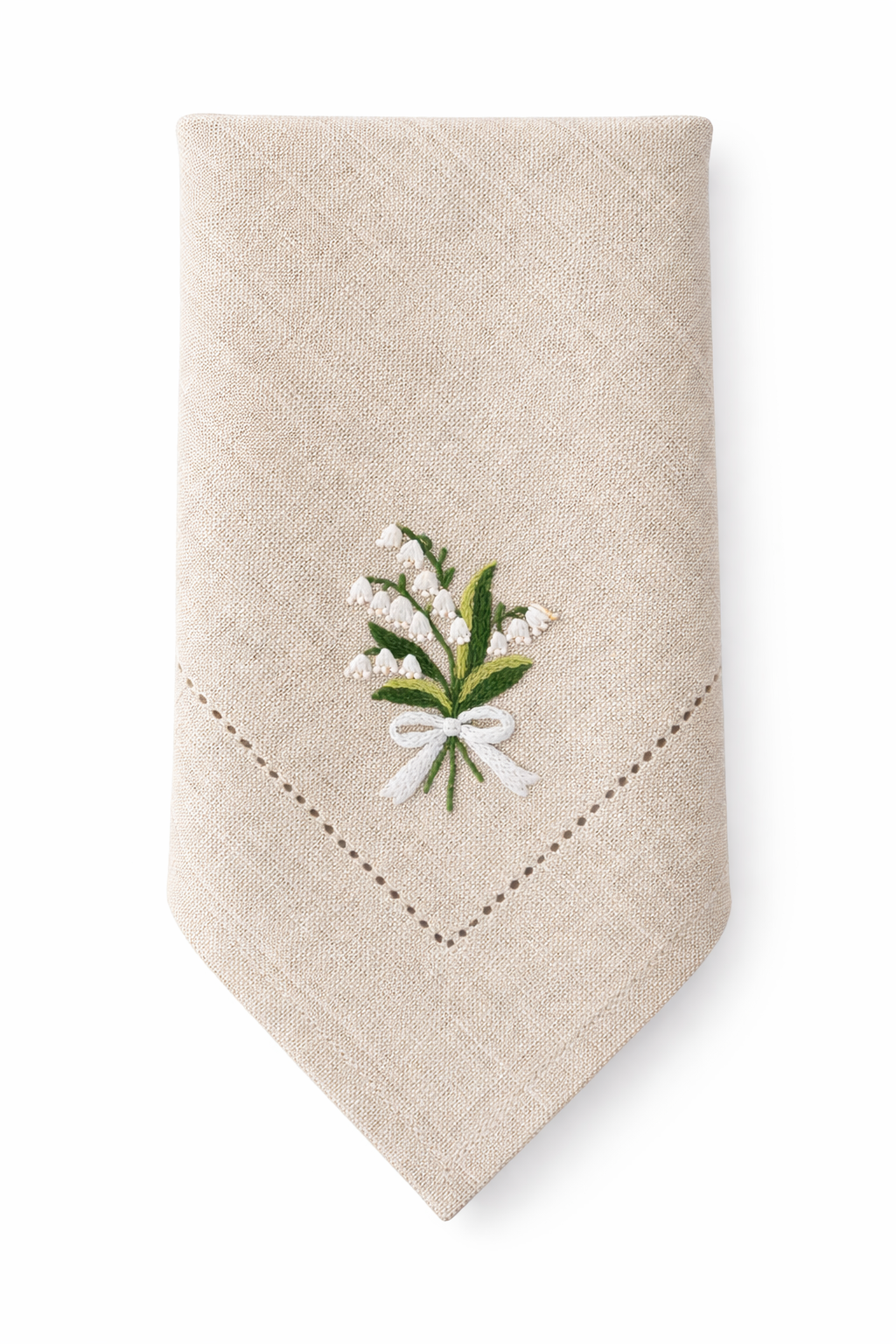 Serwetka lniana Konwalie ręczny haft